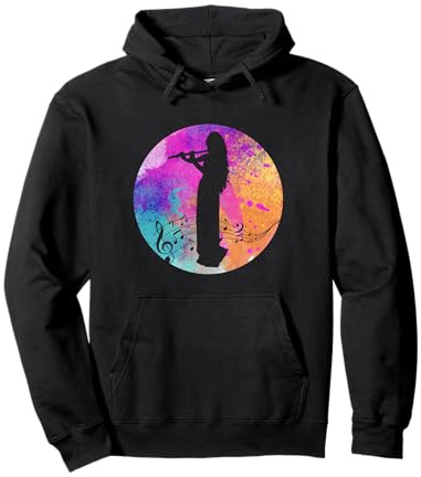 Querflöte Orchester Musik Flöten Konzert Mond Damen Outfit Pullover Hoodie