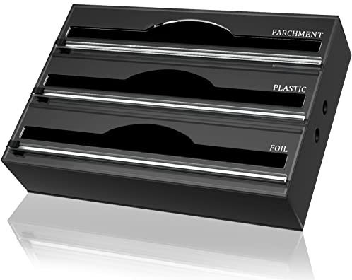 AXOTEN Acrylic 3-in-1 Foil Dispenser with Cutter, Cling Film Dispenser, Foil Dispenser, Made of Acrylic Cling Film, for Kitchen Drawers (3 grids)