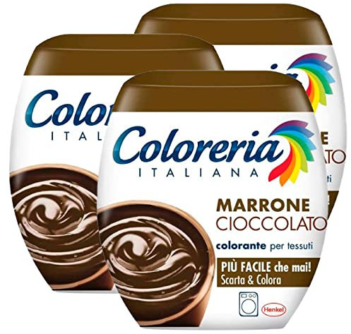 3 x Coloreria Italiana Dye for Fabrics in Washing Machine, Chocolate Brown Formula All in One – 3 Single Dose Packs of 350 g