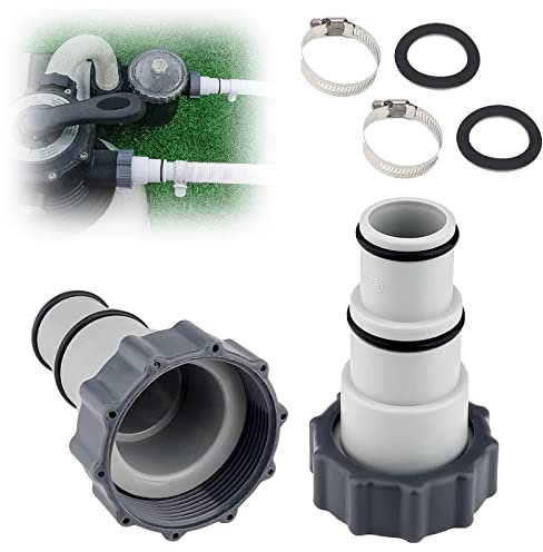 CAOMEI Pool Schlauch Adapter, 2 Stücke Pool Adapter A kompatibel mit Intex, Poolschlauch 32mm Und 38mm Verbinder, Ersatz-Schlauchadapter für Pumpen mit Innengewinde zum Verschrauben