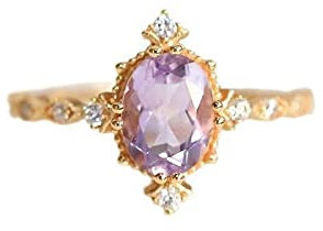 PAIHUIART Ring Ringe Damen Bijouterie Frauen Schmuck New Ancient Craftsmanship Intarsien mit Amethyst Verstellbarer Ring Court Style Charm and Sweet Lady Jewelry Resizable Purple