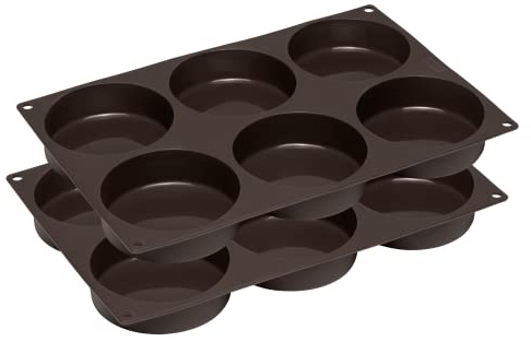 Lurch 585086 FlexiForm Burger Buns 2er Set / 2 Backformen aus Silikon für 8,5 cm Pattys, Braun