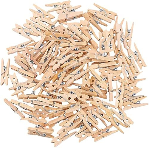 Holzklammern Klein，100 Deko Holzklammern für Fotos Geschenke，zur Fixierung von Kleidung auf der Leine und zum Basteln (3)