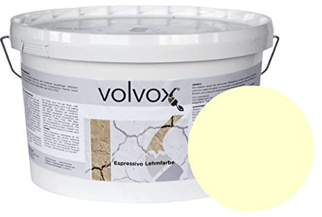 ecotec Naturfarben GmbH Volvox Espressivo Lehmfarbe - Wandfarbe matt - hohe Deckkraft - streichfertige Naturfarbe PG B lemon 10 L