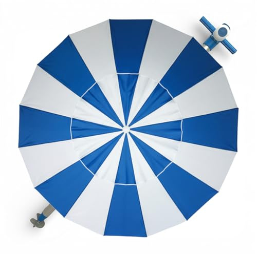 Parasol 240 cm 16 vernis en fibre de verre, tissu polyester avec protection solaire UPF50+ (bloque 99% des rayons UV), parasol de plage/jardin en aluminium de 2,4 m de diamètre.
