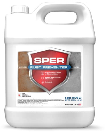 SPER Rust Preventer – 1 Gallon Rust Inhibitor for Sprinklers & Irrigation Systems | Treats 100,000 Gallons | Removes Iron, Calcium & Mineral Stains