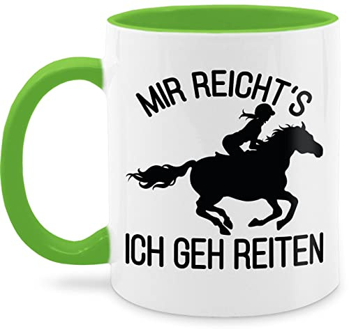Tasse Tassen 325ml - Pferde - Mir reichts ich geh reiten - 325 ml - Hellgrün - bürotasse pferdetassen sprüche pferd horse kaffeetasse mädchen spruch geschenke pferdeliebhaber reit reiterin
