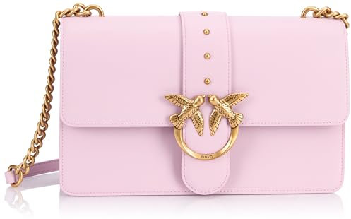 Pinko Love One Classic CL Vitello Seta, Borsa Donna, WWGQ_Lilla-Antique Gold, Taglia Unica