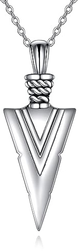 VONALA Collar con colgante de plata de ley 925 con martillo de Thor vikingo/punta de flecha/hacha de batalla/cabeza de lobo Mjolnir, talismán rúnico nórdico, amuleto nórdico, joyería de regalo para