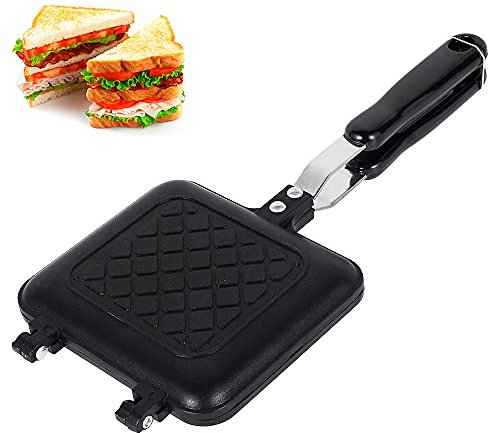 Breakfast Sandwich Maker, Non-Stick Grilled Sandwich & Panini Maker with Anti-Scalding Handle, Fast Breakfast Pan, Double Sided Baking Pan for Home & Camping