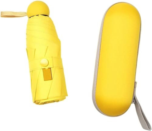 Parapluie Pliant De Voyage Compact, Mini Parapluie, Parapluie Portable, Parapluies Pluie Et Soleil Pliable Capsule Parasol De Plage Mini Parapluie De Poche for Femme ( Color : Yellow with box , Size :