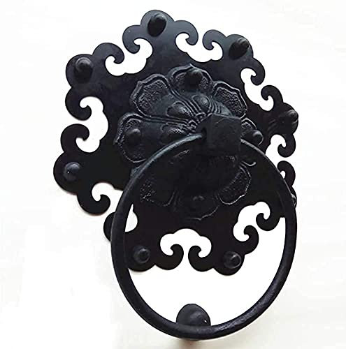 Cast Iron Door Knocker for Wooden Door,Front Door Handle-Black,Used to Alternative The Standard Doorbell door knockers for front door