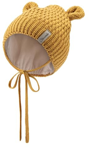 Sterntaler Strickmütze aus weichem Melange Garn - Unisex Bommelmütze im Rippenstrick mit Umschlag