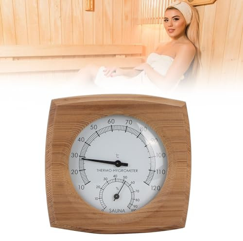 Sauna Room Thermometer,Wood Sauna Thermometer, 2 in 1 Indoor Wood Thermo Hygrometer Thermometer, Hygrometer Steam Room Sauna Room Accessories