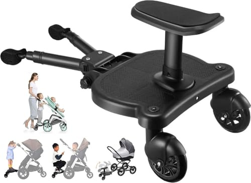 Tabla universal para cochecito, plataforma de pie con asiento desmontable, adecuada para la mayoría de marcas de cochecitos, soporta niños de hasta 55 libras
