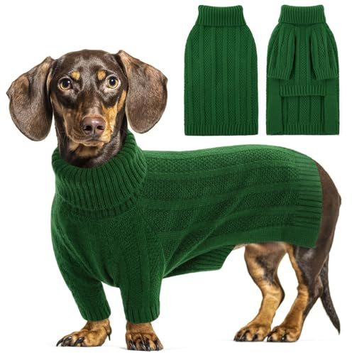 Queenmore Hundepullover Chihuahua, Warm & Weich, Strickpullover für Yorkshire, Pudel, Pomeranian (Grün, S)
