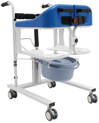 LENDISIY Hydraulischer Patientenlifter-Rollstuhl, Patientenlift-Transferstuhl Transportrollstuhl Tragbarer Duschrollstuhl Badezimmerstuhl Patiententransportstuhl mit 180° Geteiltem Sitz