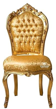 CasAmin Home & Living Accent Chair Gold French Baroque Rococo Style Dining Nostalgic Antique Look in Gold Finish