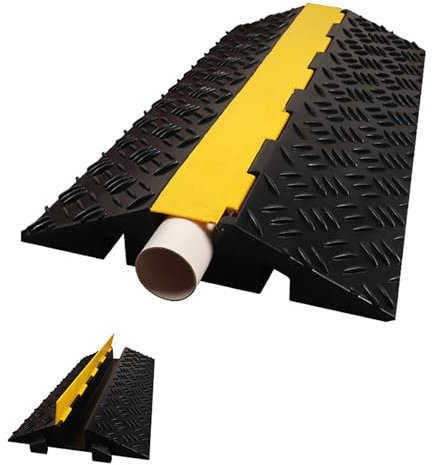 Yqyc Pasacables de Suelo para Proteger Las Cables Protector de 1 Canal, Capacidad de Carga de 5000 Kg, con Cubierta Superior Abatible, para Uso en Interiores y Exteriores(100x58x12.5cm)