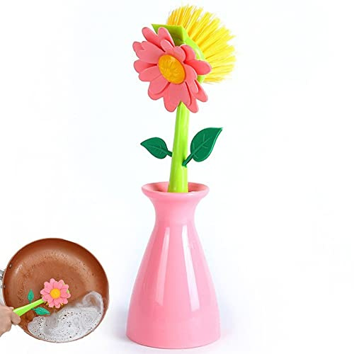 Keuyeo Brosse De Nettoyage en Forme De Fleur, Brosse À Poignée Amovible, Cuisine, Salle De Bains, Bol, Vaisselle, Pot, Brosse De Nettoyage