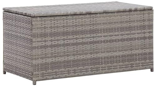 ShGaxin Gartenbox Poly Rattan 100x50x50 cm Grau, Kissenbox Outdoor WassBerdicht, Auflagenbox, Aufbewahrungsbox, Terrassenschrank, Gartentruhe, Gartenkiste, Garten Aufbewahrung - 46473