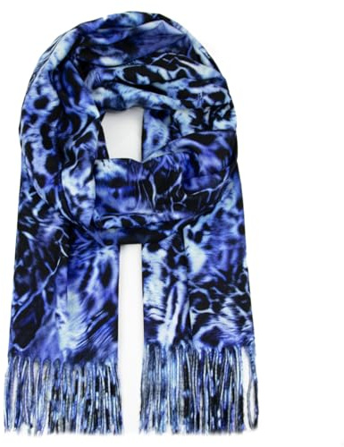 Glamexx24 Damen Schal Winter Warmer Langer Schal Kuscheliger Farbe Leoparden Muster Fransen Poncho Oversized Deckenschal