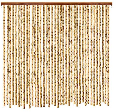 B Beaded Door Curtain 80x200cm Room Divider Panel for Bedroom Hallway Colorful Wood Beads Fly Screen Decoration
