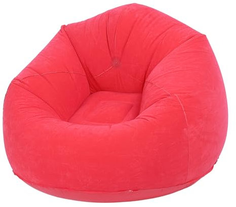 Luocute Aufblasbarer Sofa-Sitzsack, Beflockter Tragbarer Klappbarer Aufblasbarer Stuhl aus PVC, Aufblasbarer Lounge-Sessel, Komfortables Ruheerlebnis, für Wohnzimmer, Schlafzimmer, (Rot)