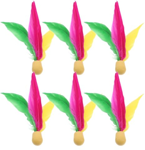 Kisangel Longhair Federbälle Mit Elastischem Gummikopf 6 Stück Badminton Birdies Für Kinder Und Erwachsene Langes Federdesign Für Präzise Und Stabilität Outdoor Freizeit Im Garten Und Park