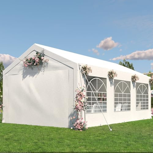 TRIUMPHKEY Tente de Reception 4x6,Barnum UV 50+,Tonnelle de Jardin Exterieur,Tonelle Tente pour Les Mariages, Les fêtes, Les rassemblements Blanc Construction en Acier galvanisé avec raccordement