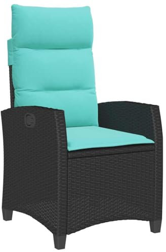 vidaXL Gartensessel mit Beistelltisch Verstellbar Schwarz Poly Rattan, Garten Liegestuhl, Outdoor Stuhl, Sessel, Gartensessel, Stuhl, Gartenstuhl