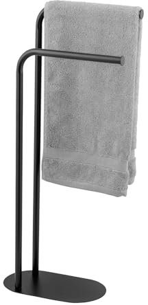 Wenko Porta Asciugamani MOD. Levante Appendiabiti a piantana autoportante Accessori Bagno salvaspazio Acciaio Nero 30 x 79 x 17 cm Elegante Design