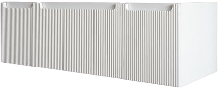 BRIDGE BENO Meuble-Lavabo Mural 120 Cm, Tiroir Et Porte, Ultra-Fin, Fermeture Amortie, Nervuré, pour Grandes Salles De Bains – sans Lavabo, Blanc Mat