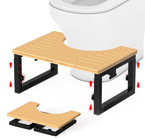 GLARETEX Toilet Stool Squat Adult Folding Squatting Potty Non-Slip Assistance Step Stool for Adults, Healthy Gifts for Adults Kids Seniors Pregnant, Black