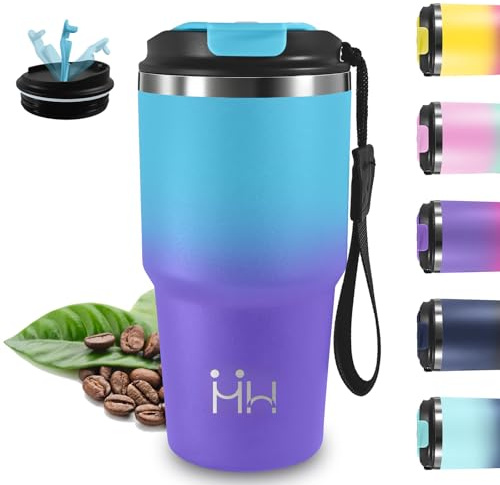 Vaso Termico, 20oz Termo Cafe, sin BPA, Taza Termica, Acero Inoxidable 18/8, Vaso Termo a Prueba de Fugas, Termo Cafe para Llevar, Doble Aislamiento, para Viajes, Cafetería, Oficina, Gimnasio, Escuela