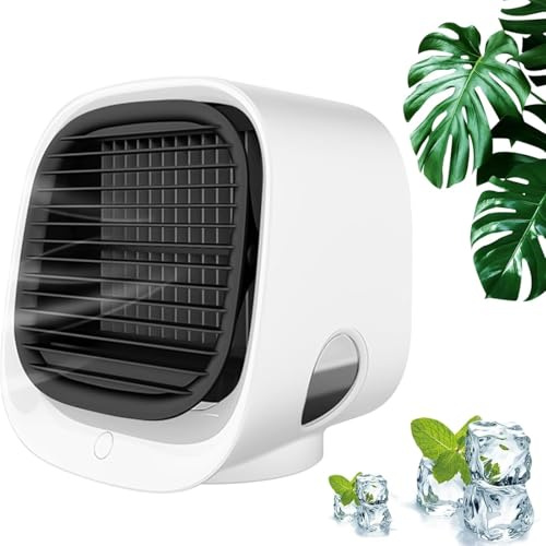 MIGEDY Frostyfuse Climatiseur,Mini Ventilateur De Climatisation Portable Usb, Climatiseur Portable, 3 Vitesses & Veilleuse ColoréE