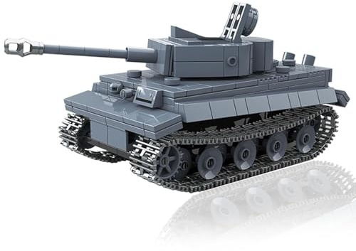 BAUKST Panzer Bausteine für Tiger I, 503 Teile WW2 Militär Panzer Modellbausatz mit Waffen, Klemmbausteine Tank Konstruktions Set
