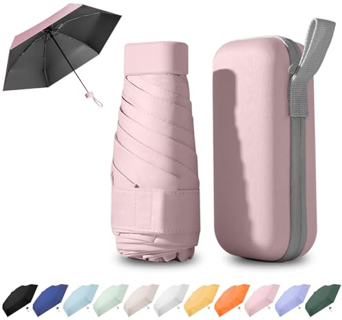 Ancuioyz Umbrella Mini - Portable Compact for Women & Men, Lightweight for Rain or Shine, Travel-Friendly Sun Protection (Pink)
