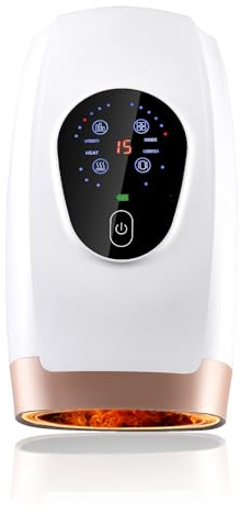 Handmassagegerät elektrisch mit Wärme und Luftkompression, Kabelloses Handmassagegerät mit Airbag Massage, Wiederaufladbarer Finger Handgelenk Massager mit 3 Modi für Zuhause Büro und Entspannung