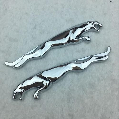 2 Stück Leopard Auto Emblem Schild Chrom 3D Badge Aufkleber für Jaguar Abziehbild