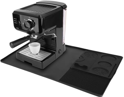 Set di Tappetino da Caffè in Silicone 2 in 1 con Bordo Rialzato, 60x40cm Resistente al Calore Antiscivolo Tappetino per Caffè Espresso per Ninja Luxe Accessori