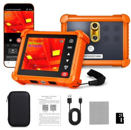 WapoRich Caméra Thermique Compacte 256×192 IR avec Caméra Visible, -20°C à +550°C, 25 Hz, Wi-Fi, 10 Palettes de Couleurs Thermiques – RQ-953A Camera Thermique pour Smartphone