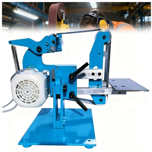 Levigatrice a Nastro elettrica, 915x50 mm, lucidatrice a Nastro, Verticale e Orizzontale, Corpo Interamente in Acciaio, per Metallo e Legno,750W