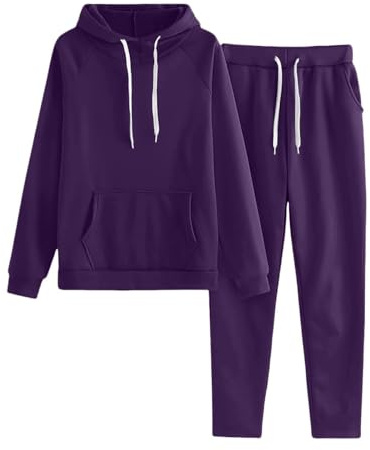kids tracksuit girls Kids Tracksuit Full Set 2 Piece Long Sleeve Hooded Sweatshirt Unisex Casual Solid Color Sweatpants Jogging Set Track Suit Hoodie girls Sweatshirt Purple 15-16 Years
