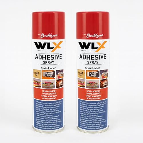 Colla spray aerosol 2 x 500 ml – Forte adesivo spray per legno, metallo, tessuto, plastica e carta | Senza acidi, versatile, senza bolle e permanente