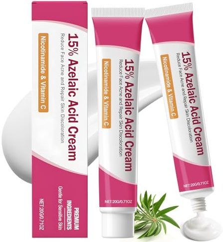 Acido Azelaico Viso,15% Azelaic Acid, Acido Azelaico Crema Idratante Viso, Riduce le Cicatrici da Acne e I Punti Neri, Migliora il Tono Della pelle Spenta, Idrata e Nutrisce, 2 * 20 g