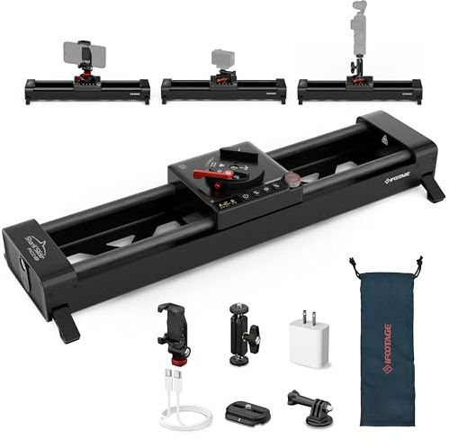 IFOOTAGE Pico Pro Slider Motorizado, 2 Ejes Rotación 360°, Carril de Carbono, Pantalla Color LCD, App, NFC, Time Lapse, Compatible con dji Pocket 3/Action 5/6, Vlog, Live