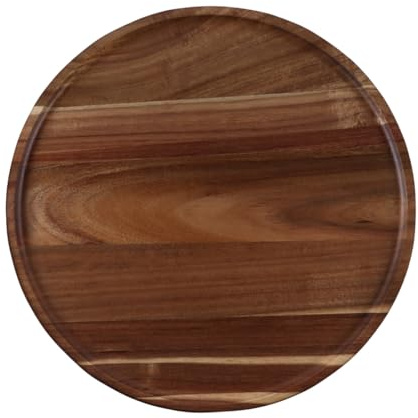 Ludom Bandeja redonda de madera de acacia, ideal para aperitivos, sushi, snacks, embutidos, para la cocina o fiestas (30 x 30 x 1,5 cm).