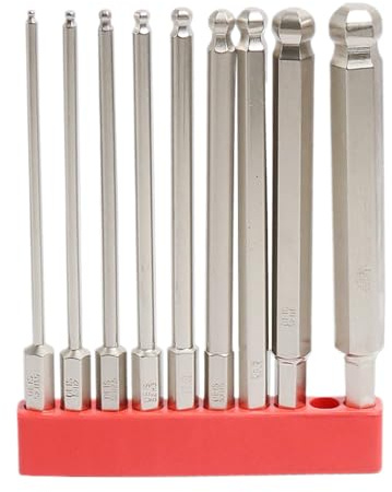 Set di punte per chiave a brugola – Set di cacciaviti esagonali | Cacciavite magnetico a estremità sferica 9 pezzi per forare , cemento, granito, legno, piastrelle, porcel