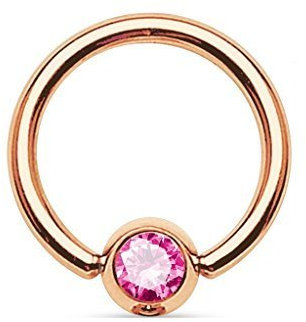 Tapsi´s Coolbodyart® Piercing Klemmring Edelstahl Chirurgenstahl 316L Brust Augenbraue Lippe Rose Gold Zirkonia 10mm Aurora Borealis